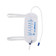 Urimaax leg drainage bag 500ml with 50cm tubing length, medical-grade PVC material, and flip-tap drainage
